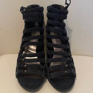 Nine West Blue Suede Strappy High Heels 7.5M